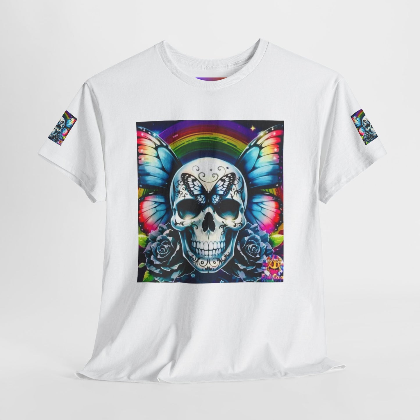Skull Tee - Bright & Colorful Butterfly Design