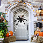 1Pc Halloween Decorations Spider Outdoor 49inch Halloween Spider With 126 Inch Tarantula Mega Spider Web Hairy Poseable Scary Spider Outdoor Yard Creepy Decor Spider Stretch Cobweb