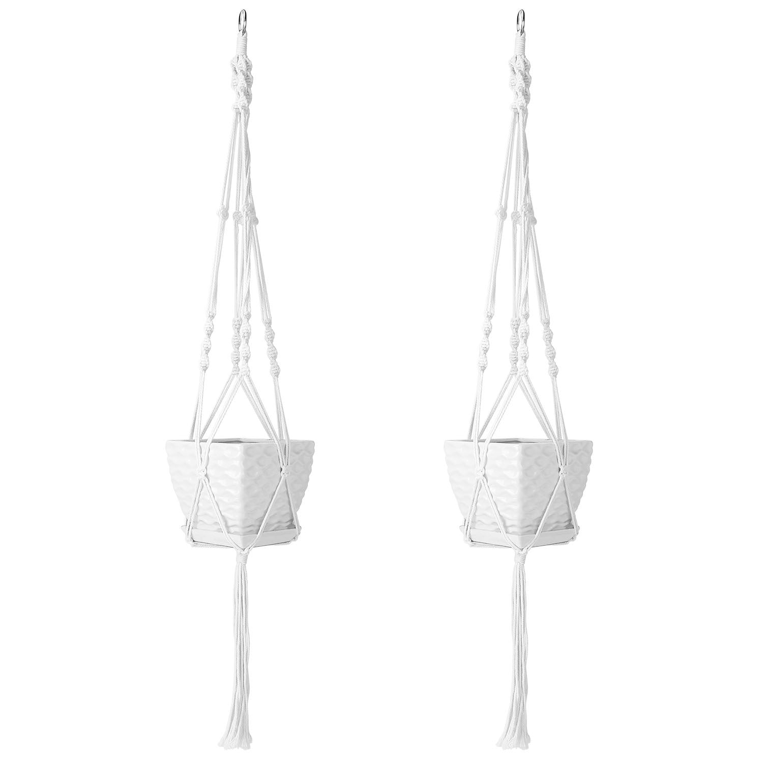 2Pcs Plant Hanger Flowerpot Net Bag 40in Cotton Rope Plant Hangers 4Legs Plant Hanger Fit For Round Or Square Plant Pot