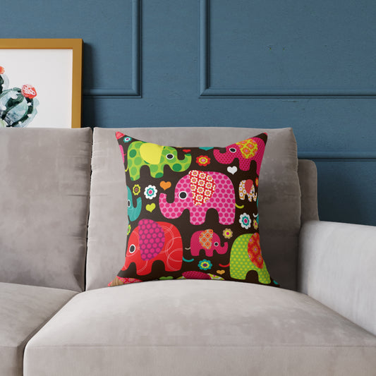 Colorful Elephant Square Throw Pillow
