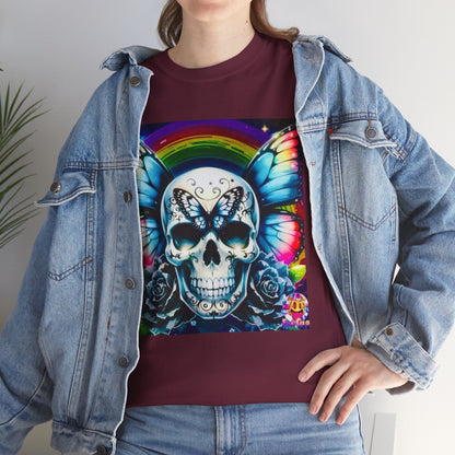 Skull Tee - Bright & Colorful Butterfly Design
