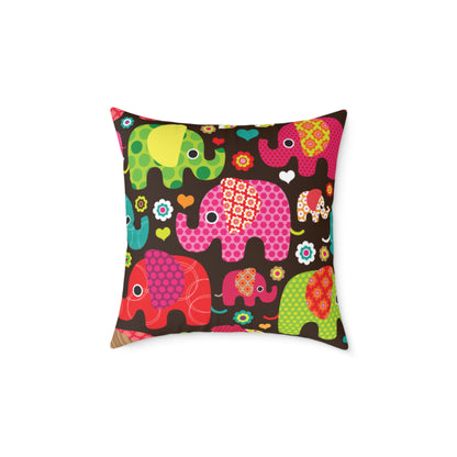 Colorful Elephant Square Throw Pillow