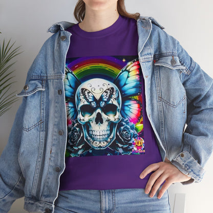 Skull Tee - Bright & Colorful Butterfly Design