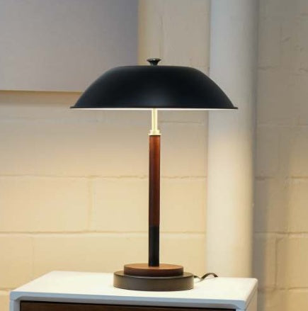 High Quality Hotel European Modern Bedside Nightstand Decorative Led Table Desk Lamp, Cosmiclume Black Umbrella Shaped Table Lamp - Walnut - Bronze 110V