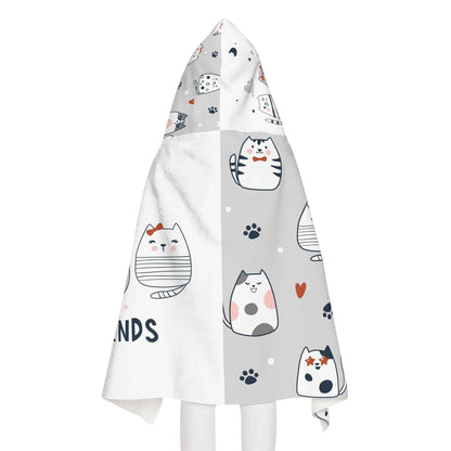 Cozy Cat-Themed Youth Hooded Towel | Best Friends Gift for Kids, Fun Bath Time Accessory, Pool Day, Beach Towel