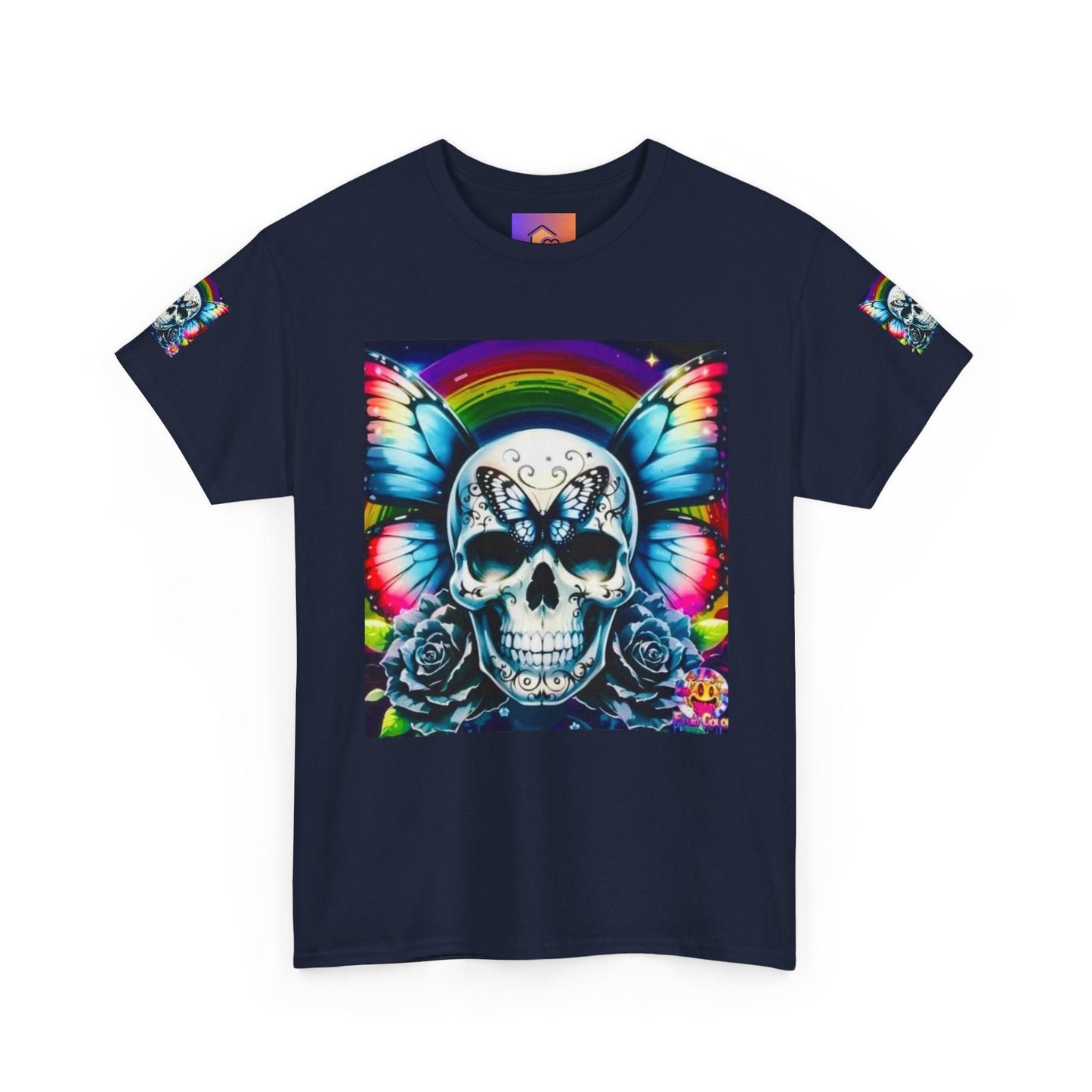 Skull Tee - Bright & Colorful Butterfly Design