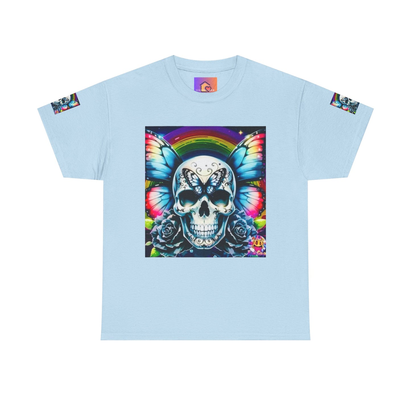 Skull Tee - Bright & Colorful Butterfly Design