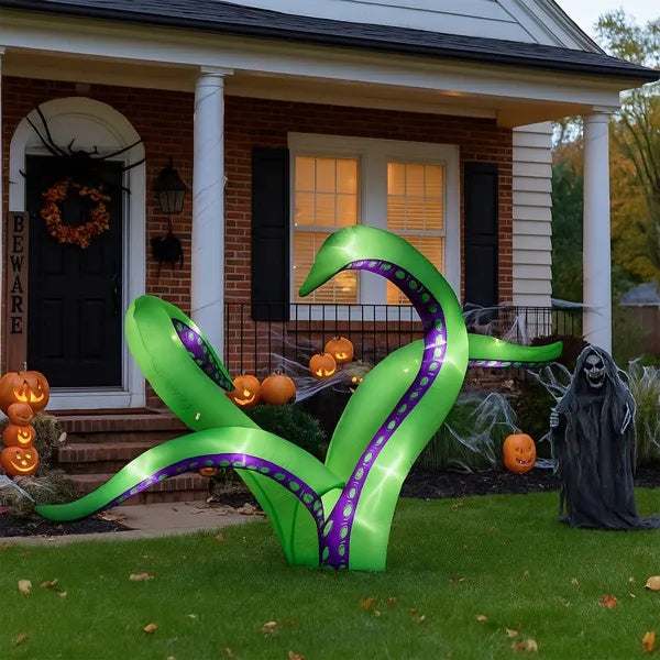 2 Pack Halloween Inflatable Octopus Tentacles Outdoor Decorations, Blow Up Hanging Decoration With Built-in LED Lights, Striking Window Decor For Halloween Party Outdoor Yard Garden Lawn