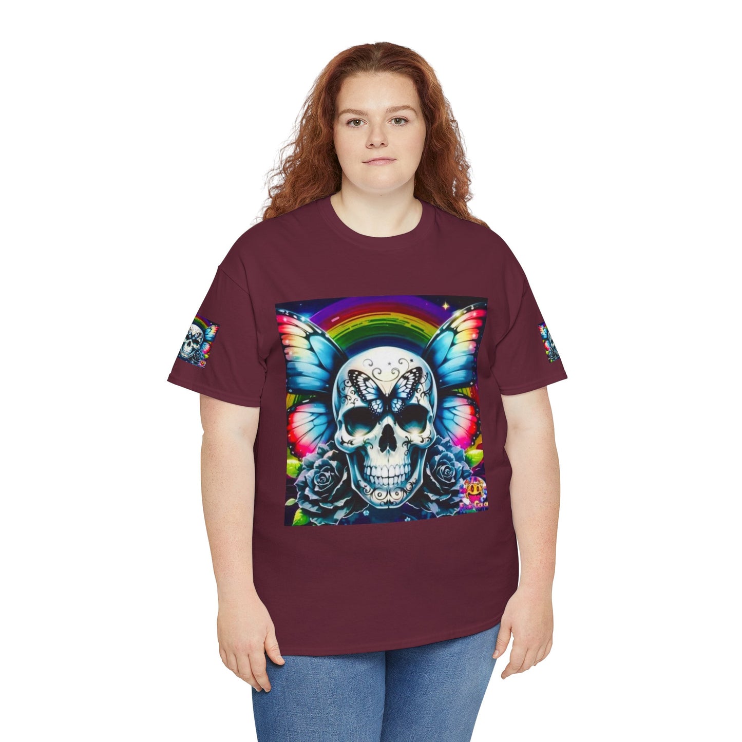 Skull Tee - Bright & Colorful Butterfly Design