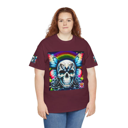 Skull Tee - Bright & Colorful Butterfly Design