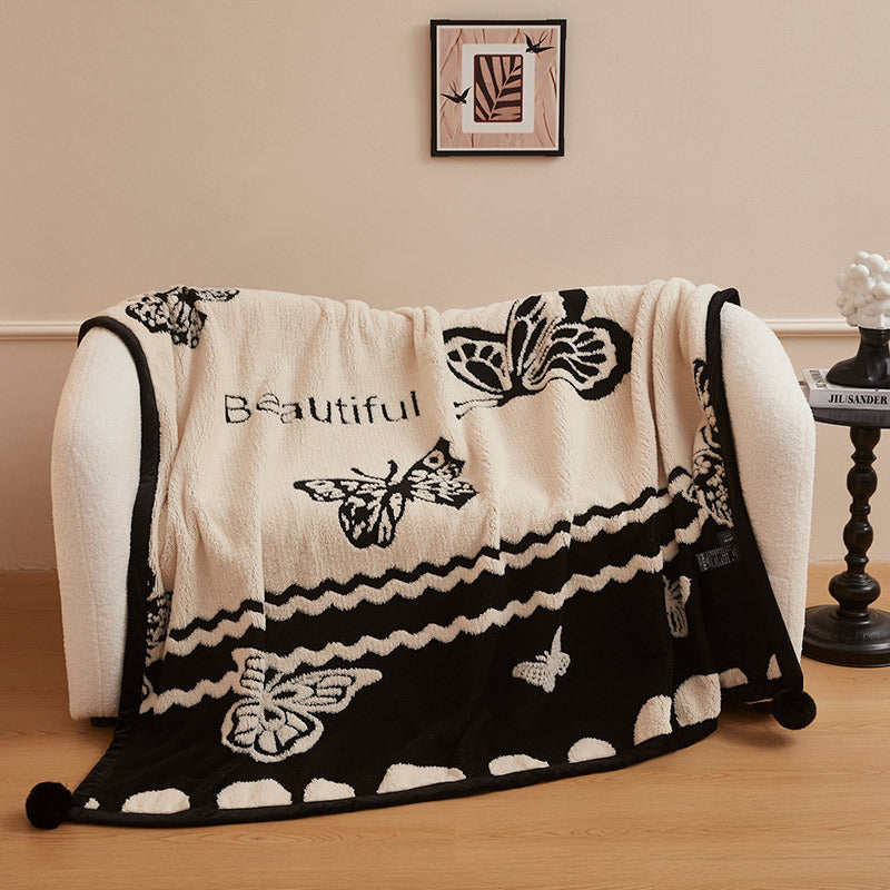 Autumn And Winter New Black And White Cationic Panda Velvet Multifunctional Blanket
