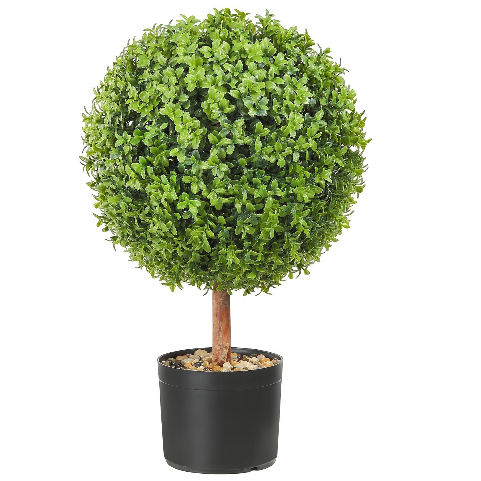 2x Artificial Boxwood Ball 40,6cm Garden Deco Boxwood In Flowerpot Ball Artificial Boxwood Ball Artificial Plant Made Of PE, Wood, PP Incl. 4 Pcs. Decorative Butterflies,10 Pcs. Replacement