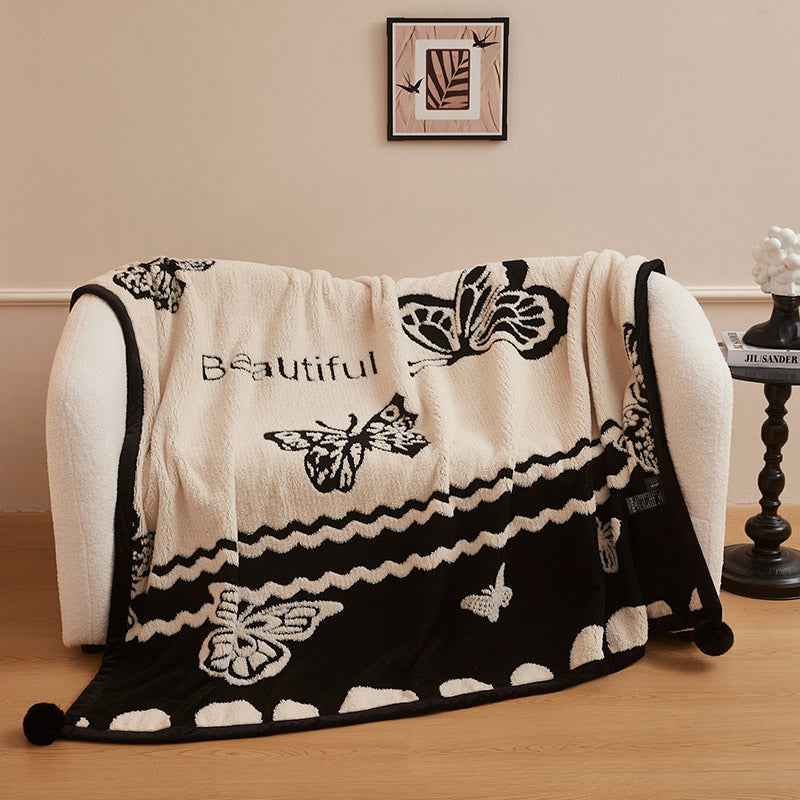 Autumn And Winter New Black And White Cationic Panda Velvet Multifunctional Blanket