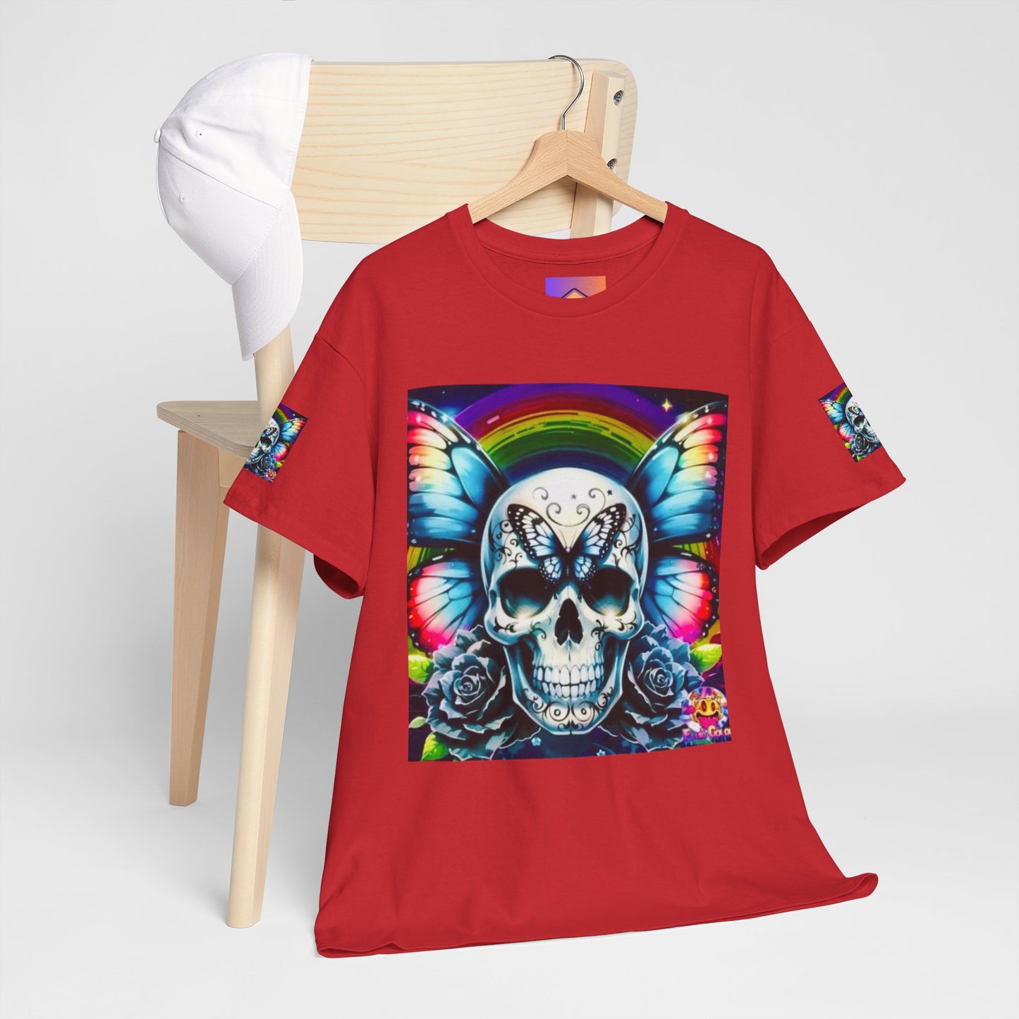 Skull Tee - Bright & Colorful Butterfly Design