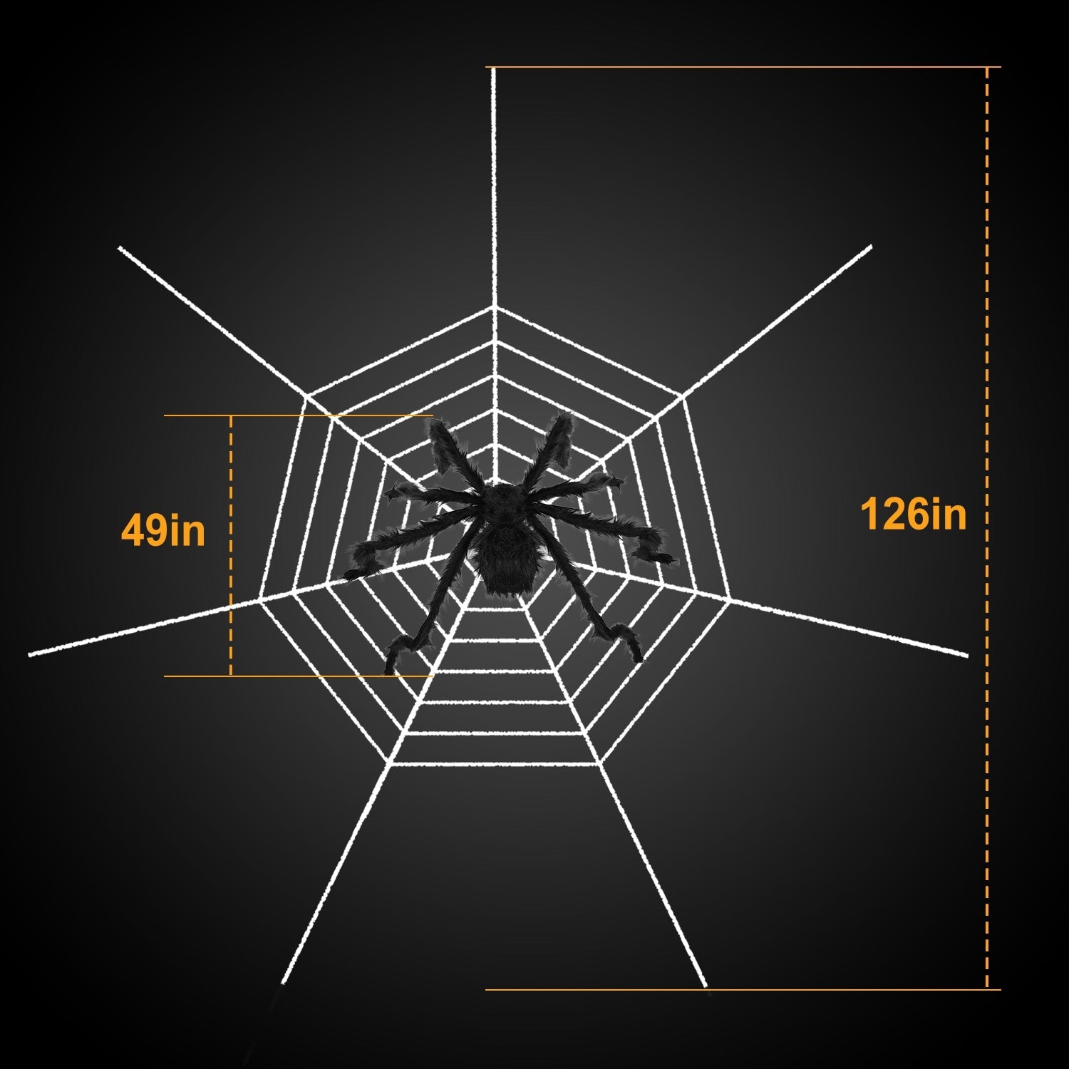 1Pc Halloween Decorations Spider Outdoor 49inch Halloween Spider With 126 Inch Tarantula Mega Spider Web Hairy Poseable Scary Spider Outdoor Yard Creepy Decor Spider Stretch Cobweb
