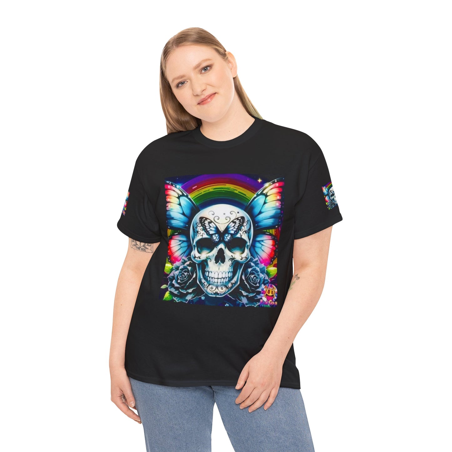 Skull Tee - Bright & Colorful Butterfly Design