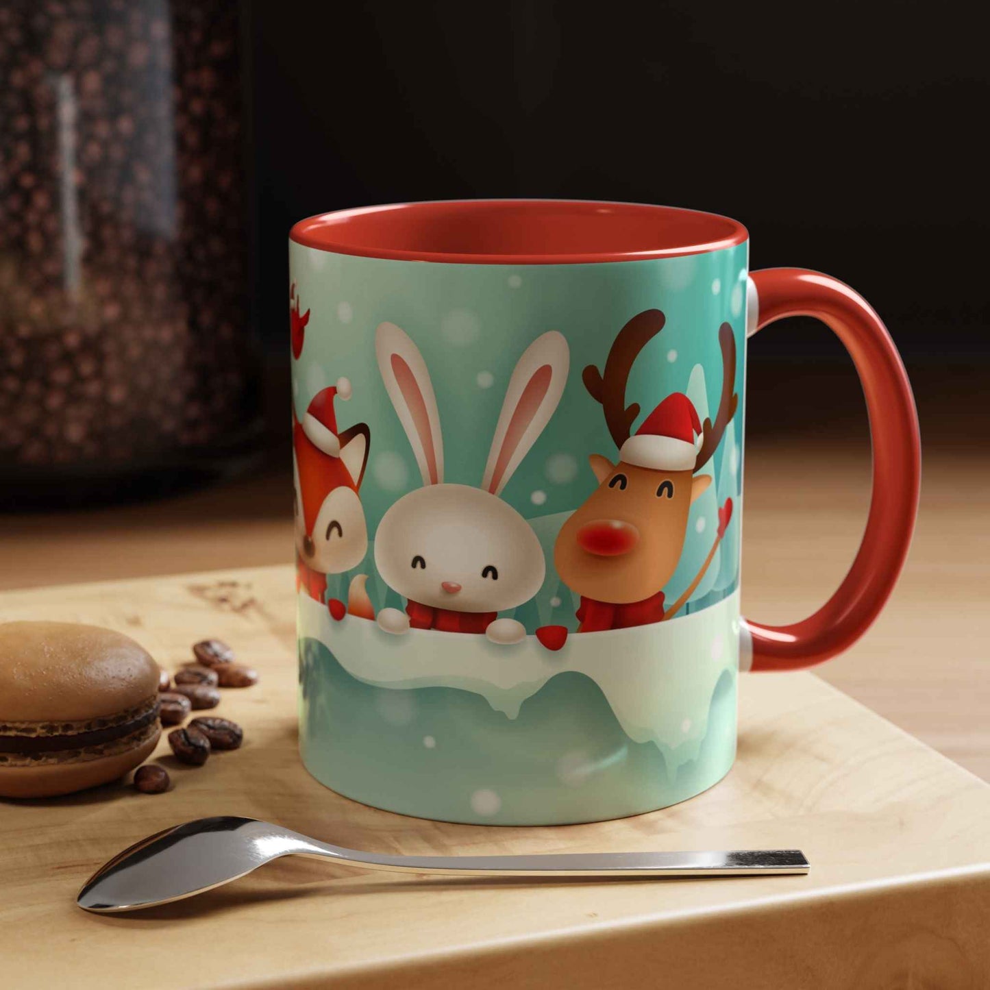 Festive Animal Friends Coffee Mug - Winter Holiday Theme