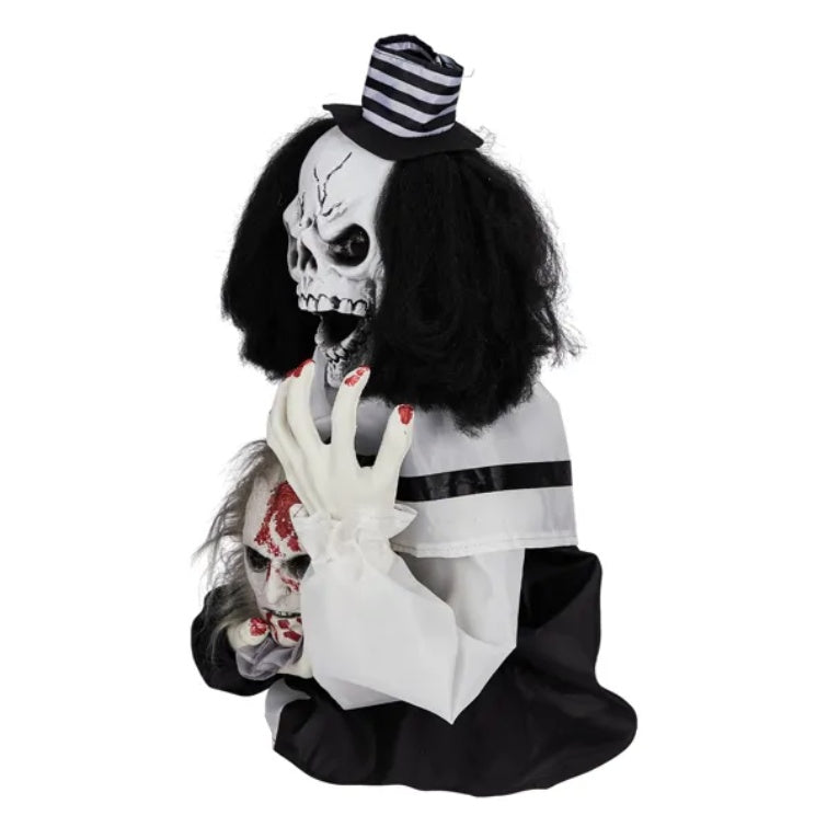 1.8ft Halloween Decoration Scary Clown, Sound-Actived Party Decor With Creepy Sound , Scary Haunted House Props For Indoor Party Home Table Garden Yard Lawn
