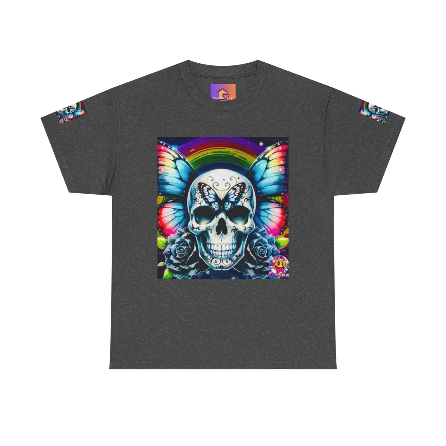 Skull Tee - Bright & Colorful Butterfly Design