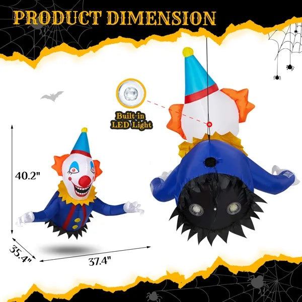 3.3 FT Halloween Inflatable Clown Broke Out From Window Outdoor Decorations, Scary Blow Up Decor With Built-in LED Lights For Holiday Party Yard Lawn Garden Decor Indoor Outdoor