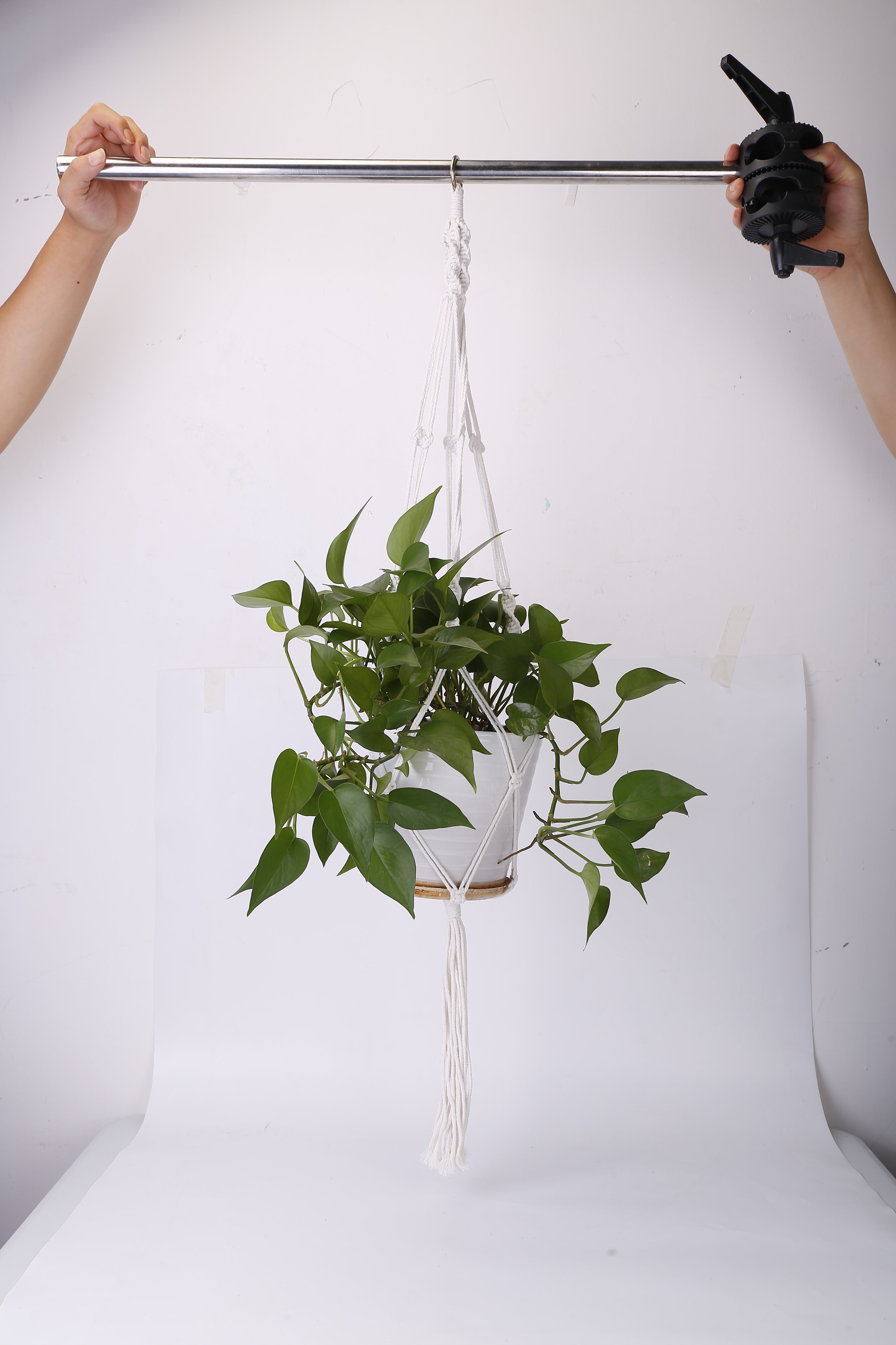 2Pcs Plant Hanger Flowerpot Net Bag 40in Cotton Rope Plant Hangers 4Legs Plant Hanger Fit For Round Or Square Plant Pot