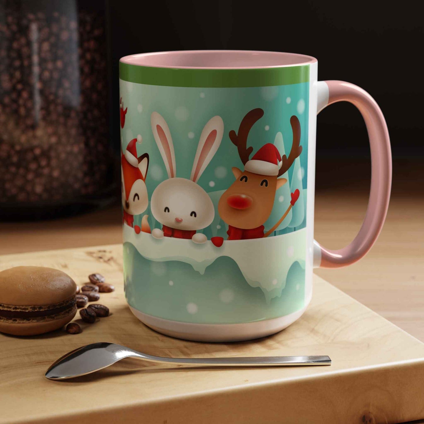 Festive Animal Friends Coffee Mug - Winter Holiday Theme