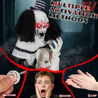 1.8ft Halloween Decoration Scary Clown, Sound-Actived Party Decor With Creepy Sound , Scary Haunted House Props For Indoor Party Home Table Garden Yard Lawn