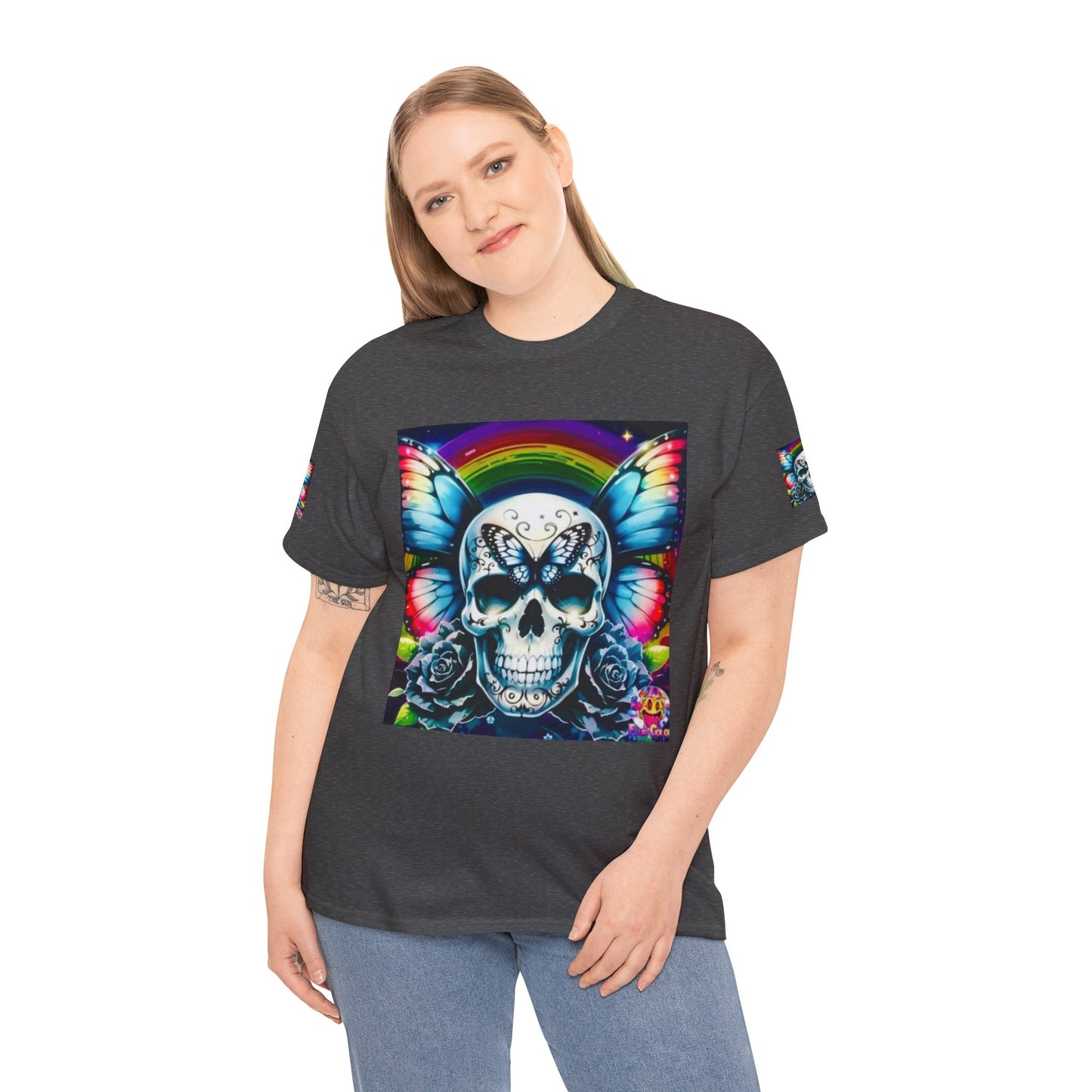 Skull Tee - Bright & Colorful Butterfly Design