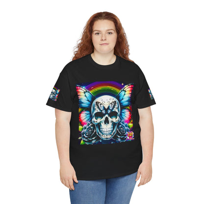 Skull Tee - Bright & Colorful Butterfly Design