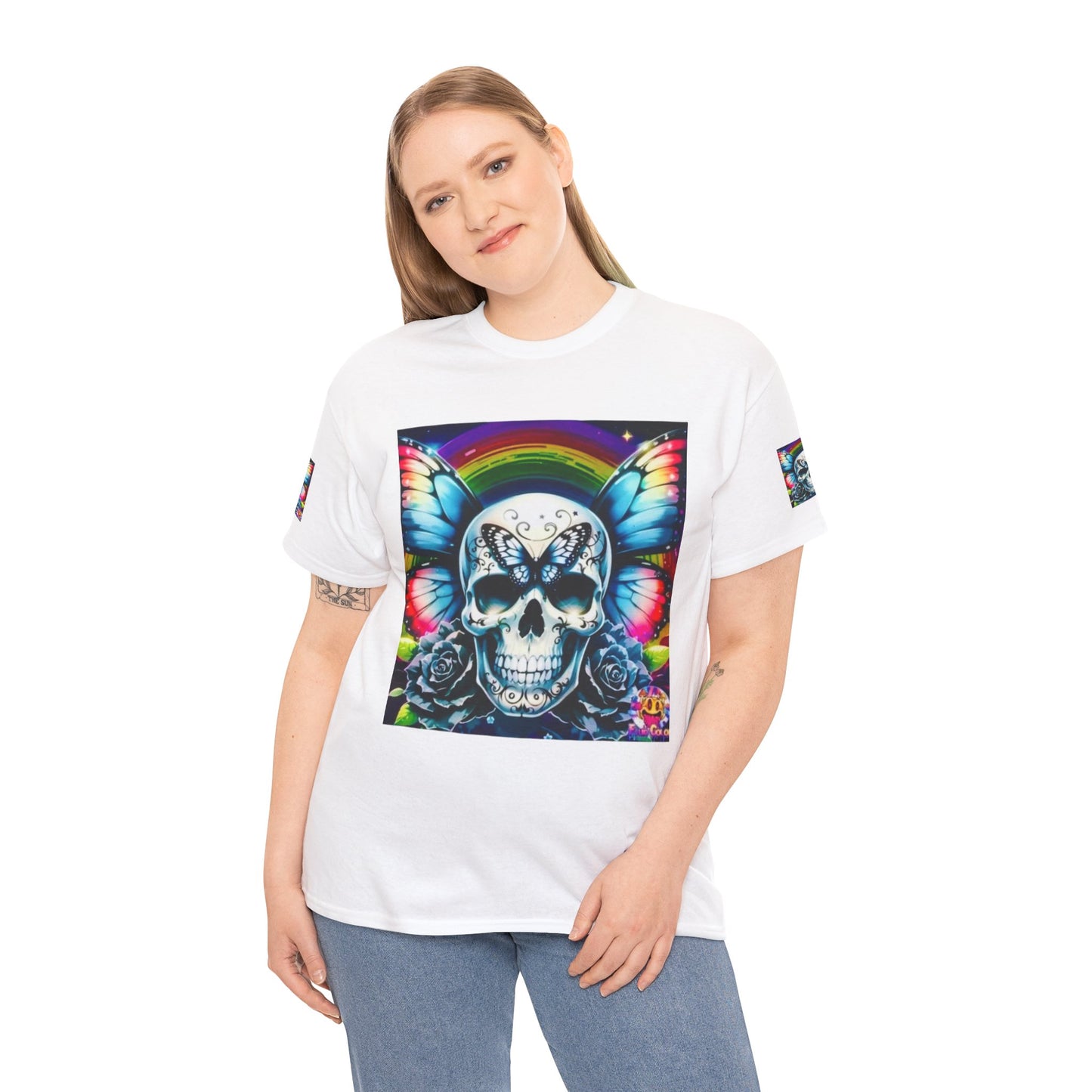 Skull Tee - Bright & Colorful Butterfly Design