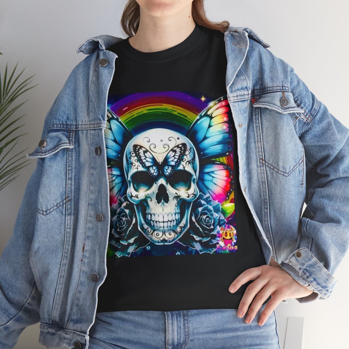 Skull Tee - Bright & Colorful Butterfly Design