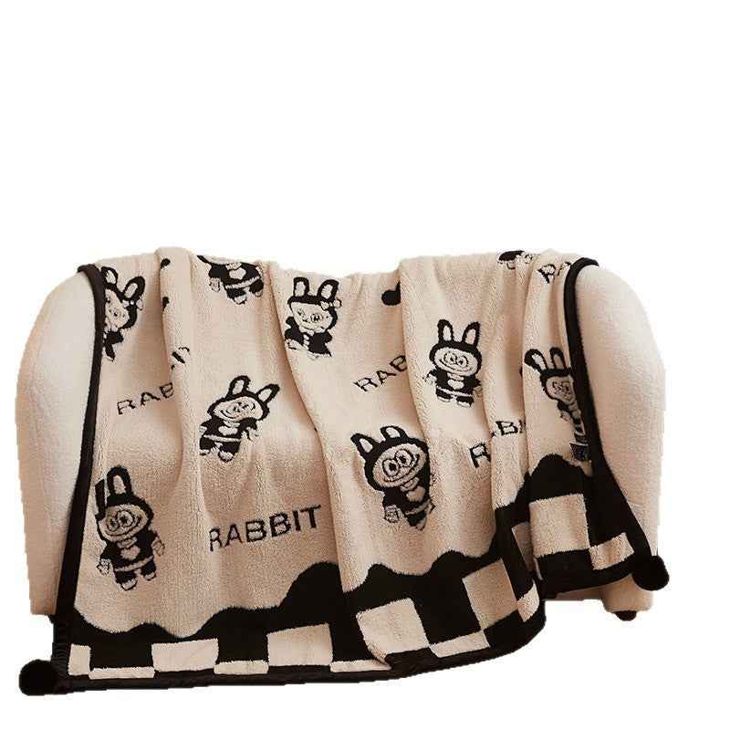 Autumn And Winter New Black And White Cationic Panda Velvet Multifunctional Blanket