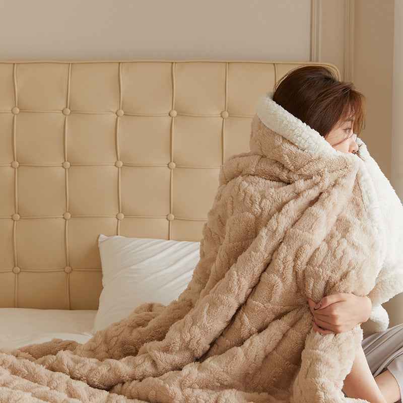 Autumn And Winter Thickening Taffeta Thermal Flannel Casual Blanket