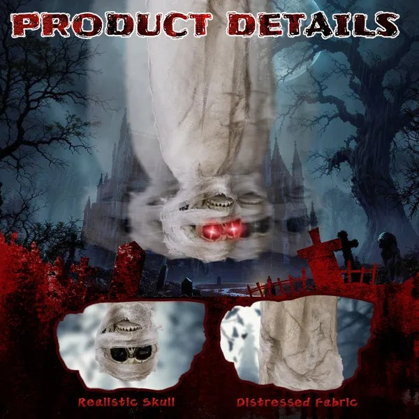 3ft Halloween Animated Hanging Cocoon Corpse Decoration, Dead Body Prop With Motion & Horror Scream, Haunted House Indoor And Outdoor Decorations, Creepy Tree Hanging Decor