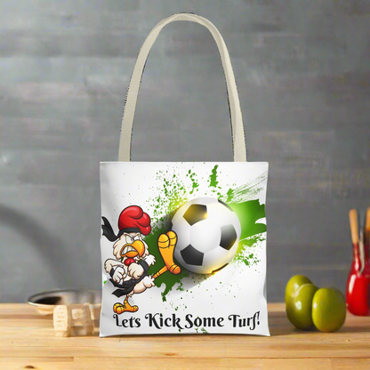 Soccer Tote Bag for Kids - Lets Kick Some Turf, Funny Sports Accessory