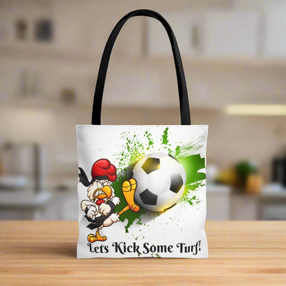 Soccer Tote Bag for Kids - Lets Kick Some Turf, Funny Sports Accessory
