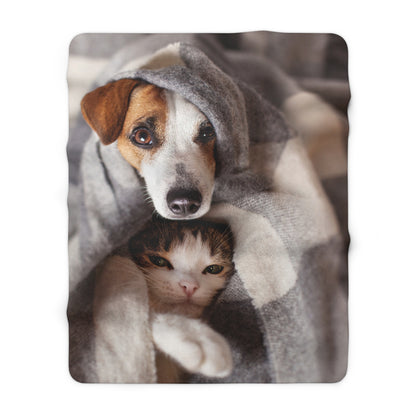 Cozy Sherpa Blanket for Pet Lovers, Soft Fleece Throw for Home, Dog Cat Snuggle Gift, Perfect for Winter, Pet-Themed Decor