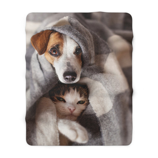 Cozy Sherpa Blanket for Pet Lovers, Soft Fleece Throw for Home, Dog Cat Snuggle Gift, Perfect for Winter, Pet-Themed Decor