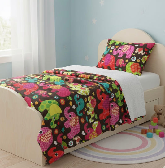 Colorful Elephant Sherpa Fleece Blanket | Soft Kids Throw & Nursery Decor