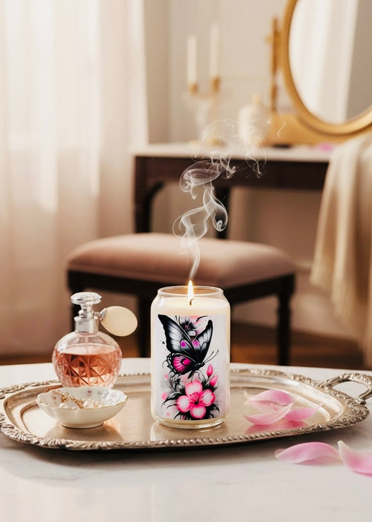 Butterfly Blossom Scented Soy Candle, Aromatherapy Gift for Her