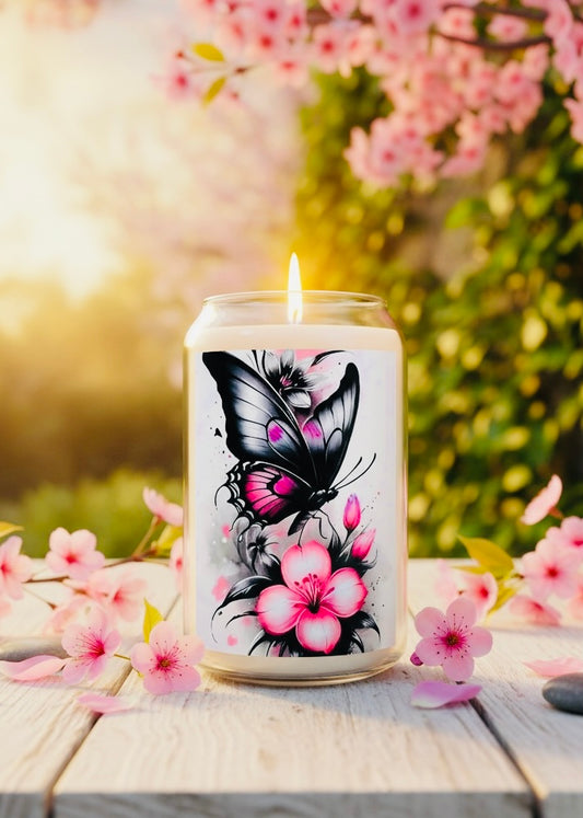 Butterfly Blossom Scented Soy Candle, Aromatherapy Gift for Her