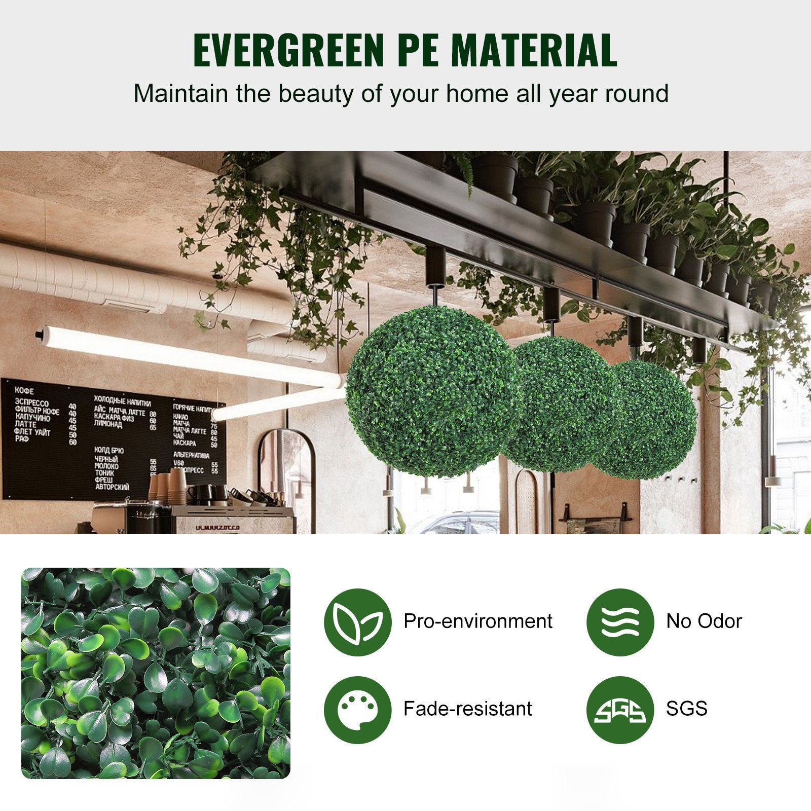 VEVOR Artificial Topiary Boxwood Trees, 20Tall  2 Pieces, Ball Shape Faux Topiary Plant, All Year Green Faux Plant Decorative Balls For Backyard, Balcony, Garden, Wedding, And Home