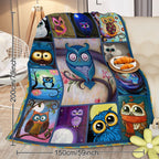 Moon Owl Flannel Fleece Blanket Cozy Fuzzy Warm Flannel Blanket Cute Night Owl Blanket Soft Plush Throw Blanket For Owl Lovers 30x40 Inches 50x60 Inches 60x80 Inches