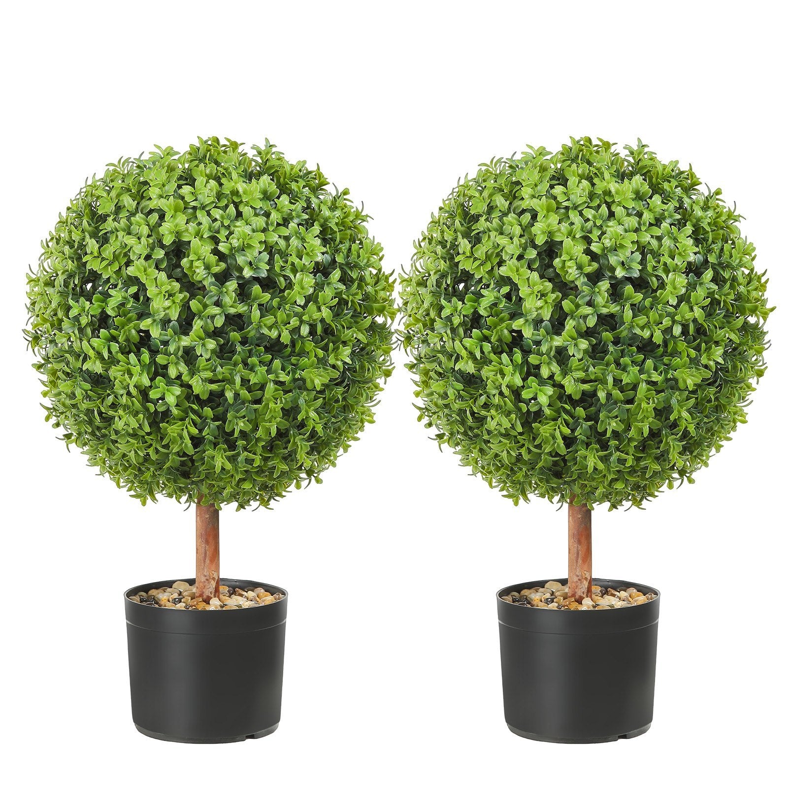 2x Artificial Boxwood Ball 40,6cm Garden Deco Boxwood In Flowerpot Ball Artificial Boxwood Ball Artificial Plant Made Of PE, Wood, PP Incl. 4 Pcs. Decorative Butterflies,10 Pcs. Replacement