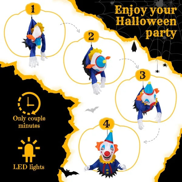 3.3 FT Halloween Inflatable Clown Broke Out From Window Outdoor Decorations, Scary Blow Up Decor With Built-in LED Lights For Holiday Party Yard Lawn Garden Decor Indoor Outdoor