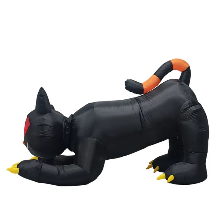 6.5 FT Halloween Inflatables Animated Black Cat With Shakable Head, Outdoor Decorations Blow Up Yard Decor With Built-in LEDs For Indoor Party Garden Lawn Decor