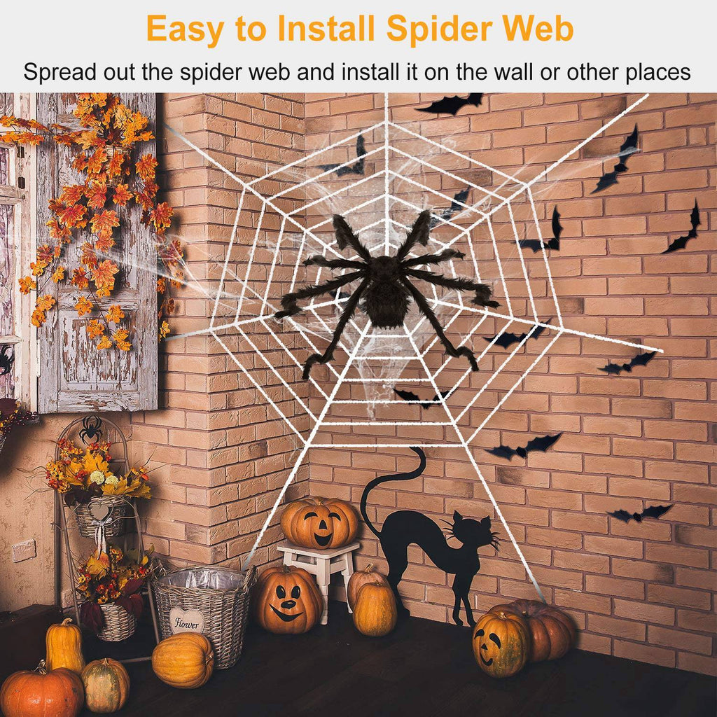 1Pc Halloween Decorations Spider Outdoor 49inch Halloween Spider With 126 Inch Tarantula Mega Spider Web Hairy Poseable Scary Spider Outdoor Yard Creepy Decor Spider Stretch Cobweb