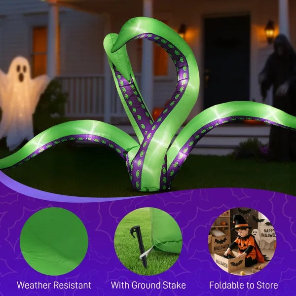 2 Pack Halloween Inflatable Octopus Tentacles Outdoor Decorations, Blow Up Hanging Decoration With Built-in LED Lights, Striking Window Decor For Halloween Party Outdoor Yard Garden Lawn