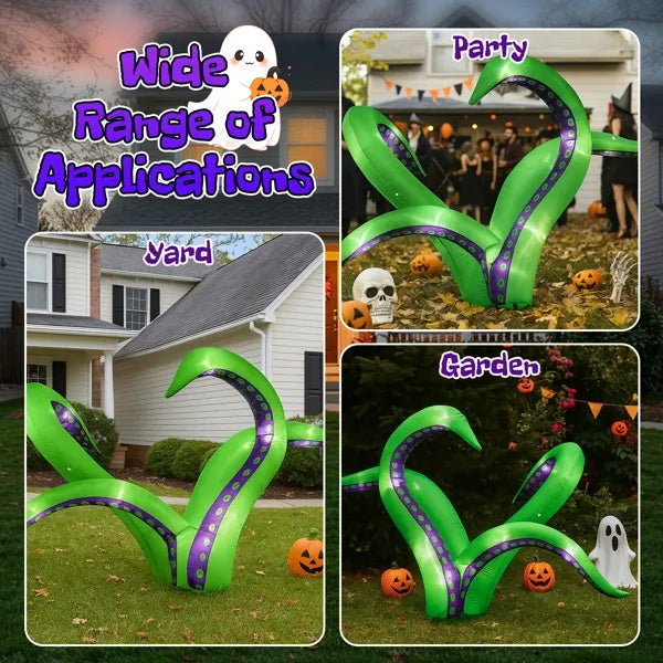 2 Pack Halloween Inflatable Octopus Tentacles Outdoor Decorations, Blow Up Hanging Decoration With Built-in LED Lights, Striking Window Decor For Halloween Party Outdoor Yard Garden Lawn