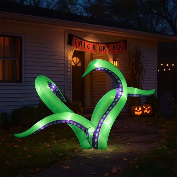 2 Pack Halloween Inflatable Octopus Tentacles Outdoor Decorations, Blow Up Hanging Decoration With Built-in LED Lights, Striking Window Decor For Halloween Party Outdoor Yard Garden Lawn